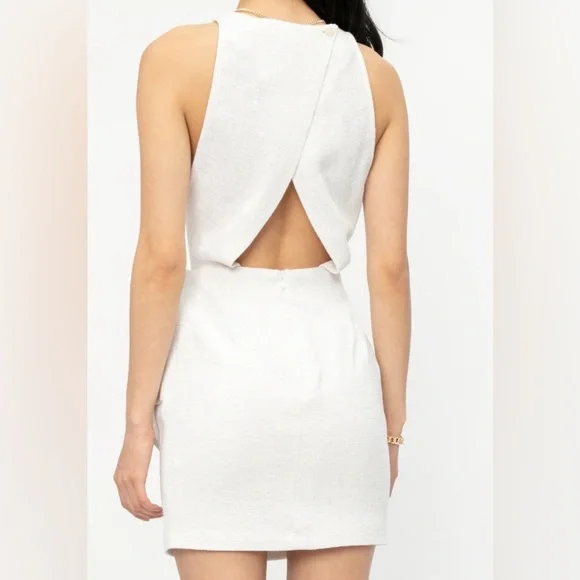 IRO Yasmina Cut Out Mini Dress in White Silver Size 2 - Picture 3 of 10